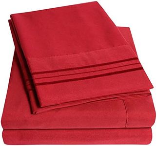 1500 Supreme Collection Bed Sheet Set - Extra Soft, Elastic Corner Straps, Deep Pockets, Wrinkle & Fade Resistant Hypoallergenic Sheets Set, Luxury Hotel Bedding, Queen, Red