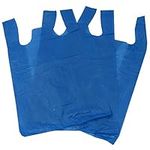 100 Blue Plastic Polythene Vest Style Carrier Bags - Size 11 x 17 x 21" Shopping Gift Boutique Supermarket Cash N Carry Market Stall