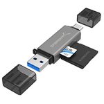 SABRENT SD, Micro SD Card Reader, USB C+A SD Card Adapter, USB 3.2 Gen 1 to SD Memory Card Reader OTG for SDXC, SDHC, SD, MMC, RS-MMC, Support MacBook, android phones, etc. (CR-BCA2)