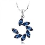 Shining Diva Fashion Latest Stylish Silver Plated Blue Crystal Chain Pendant Necklace Gifts for Women and Girls (14617np)