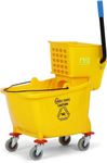 Simpli-Magic 79358 Commercial Mop Bucket with Side Press Wringer, 26 Quart, 14.75" L x 12.95" W x 19.95" H, Yellow