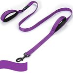 PuppyDoggy Dog Leash for Large Medium Dogs 6 ft Reflective Stitching Large Leash with 2 Traffic Padded Handles Dog Lead Rope Pet Leash for Running Walking Training (Purple 1 Pack)