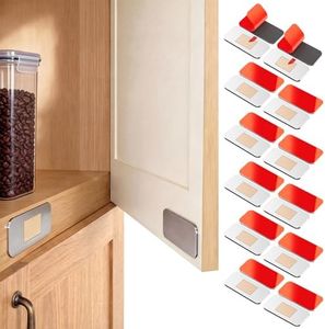PHIXBEAR 12 Pack Ultra Thin Cabinet Magnets, Adhesive Magnetic Door Catch, No Drill Drawer Latches for Kitchen Closets, Strong Heavy Duty Magnet Keep Pets & Toddlers Out, Silver (0.8" x 1.6")