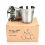 WANTOUTH 2 Pack Stainless Steel Espresso Cups Double Wall Insulated Coffee Mugs s Stainless Steel Demitasse Cups Heat Resistant Espresso Coffee Cups for Home Coffee Shop Dessert Shop,80ml/2.7oz