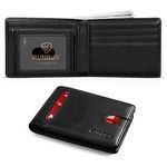 RUNBOX Slim Wallet for Men Minimalist Leather Bifold RFID Blocking with Gift Box Black