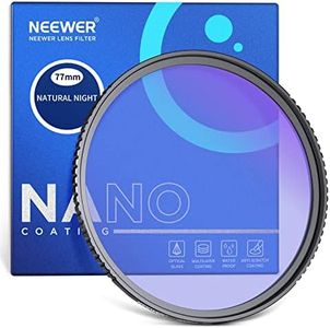 NEEWER 77mm Natural Night Filter with HD Neodymium Glass Build, Light Pollution Reduction Filter with Anti Reflective and Anti Fingerprint Multi Coatings for Night City Sky Shots, No Color Cast