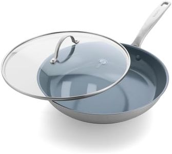 GreenPan Treviso Healthy Ceramic Non-Stick Stainless Steel 30 cm Frying Pan Skillet with Lid, PFAS-Free, Clad, Induction, Oven Safe, Silver