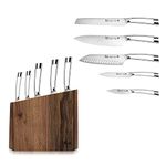 Cangshan N1 Series 61017 6 Piece German Steel Forged Knife Block Set, Walnut Block, Silver