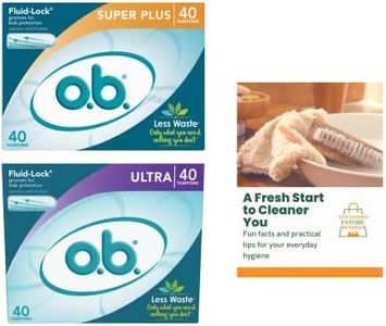o.b. Tampons Super Plus Absorbency 40 Count, Ultra Absorbency Tampons 40 Count Fluid Lock with eBooklet - Set of 3 (80 Tampons)
