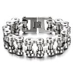 COOLSTEELANDBEYOND Heavy Sturdy Mens Motorcycle Chain Bike Chain Bracelet of Stainless Steel Silver Color Polished(CA)