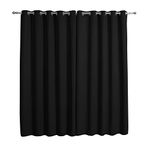 Sleepdown Ultra Soft Eyelet Blockout Curtains Thermal Insulated for Bedroom and Living Room, 46 x 54 Inch, Black, 2 Panels