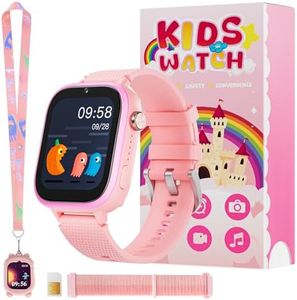 OKYUK 4G Kids Watch, Smart Watch for Kids with SIM Card, 47 Exciting Games, Two-Way Calling Feature, SOS Emergency Call Button Ideal for Kids Aged 3-12, Children’s Cell Phone Alternative (Pink)