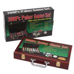 THE CLASSY CONCEPT Premium 300-Piece Poker Set with Mat | 11.5g Casino-Grade Chips | Luxury Wooden-Look Aluminium Case | Texas Holdem & Blackjack Set for Home & Professional Play