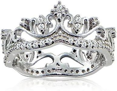 Hoops & Loops Sterling Silver Cubic Zirconia Princess Crown Band Ring