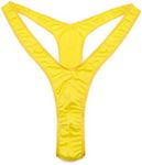 VSVO Christmas Gag Gift Reindeer Mankini Men Thong Underwear with Bells for White Elephant Exchange Gifts Valentines Day, Yellow, One Size