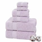 TEXTILOM 100% Turkish Cotton 6 Pcs Bath Towel Set, Luxury Soft & Absorbent Bathroom Towels Set (2 Bath Towels, 2 Hand Towels, 2 Washcloths)- Lilac