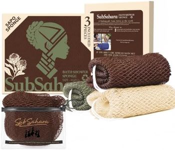 SubSahara African Net Sponge, 3 Pack 45-Inch Exfoliating Body Scrubber