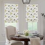 Cordless Roman Shades for Windows, Yellow Grey Custom Blackout Light Filtering Roman Window Shades, Fabric Insulated Thermal Roman Blinds for Doors, French Doors, Kitchen Windows