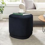 NEWIMAGE Square Footstool Ottoman Modern Velvet Soft Footrest Ottoman Bule Multifunctional Vanity Stools Chair for Living Room Bedroom & Makeup Room | Decorative Home Furniture, Navy Blue