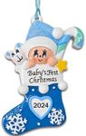 Baby's First Christmas Ornament 2024,Babys First Christmas Stocking Ornaments for Boy and Girls Personalized Babies Gifts My 1st Xmas Ornaments 2024 Window Tree Crib Fireplace Xmas Tree Decorations