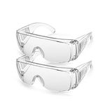 HUBO SPORTS Standard Transparent UV Protection PC Adult Goggles with Clear Anti Fog Scratch Resistant Lenses for Construction, Laboratory, Chemistry Class (2 Pair)