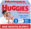 Huggies Ultra Dry Nappies Boys Size 3 (6-11kg) 180 Count - One Month Supply (Packaging May Vary)