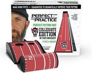 PERFECT PRACTICE Putting Mat Collegiate Edition - Design of NC Univ - Indoor Golf Putting Green with 2 Holes for Practicing at Home or in The Office - Gifts for Golfers - Golf Accessories for Men