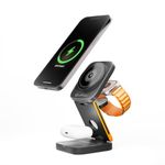 pTron Volta Pro 3-in-1 23W Wireless Charger, Magnetic Charging, Foldable Stand Compatible with iPhone 16/15/14/13/12 Series, Apple Watch, Airpods & Other Magnetic Charging Supported Smartphones(Black)