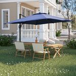 Cantilever Patio Umbrella 10x10 FT Large Rectangle Umbrella Outdoor Market Umbrellas 360 Rotation Offset Hanging Outdoor Shade for Patio (Navy Blue)