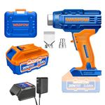 WADFOW Cordlesss Heat Gun With 2 Pcs nozzles, With 3.0 Ah Large Battery and Charger, with Overload Protection for Crafts, Shrink PVC, Cell Phone Repairs, Removing Paint or Floor Tiles