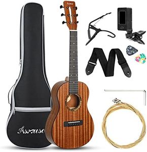 Asmuse 30" Acoustic Guitar, Soild Wood Beginner Guitar Kit with Gig Bag, Extra Strings, Strap, Picks, Tuner (Natural)