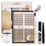 LASHVIEW Lash Clusters 70/144 Pcs Cluster Lashes DIY Cluster Eyelash Extensions Mega Volume Reusable Individual Lashes Cluster Volume Look Super Thin Band & Soft (DIY Lash Kit-C Curl, Volume)