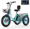 MOONCOOL Electric Tricycle for Adults, 20" x 4" Fat Tire Electric Trike, 48V 500W Motorized Electric Bicycle Bikes, 3 Wheels 7 Speed Ebike with Removable Battery, Aluminum Frame & Large Basket