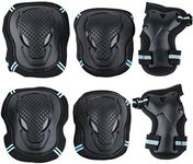 6 Pcs Skating Protection Equipment Set Elbow Pads Bike Skate Knee Pad Adults Kid (Blue, Small)