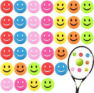 Jexine Tennis Vibration Dampener Silicone Tennis Racket Dampener Cute Tennis Supplies for Gift (Smile,35 Pcs)