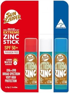 Sun Zapper Extreme Sunscreen Zinc Stick - Red, White, Blue 3-Pack SPF50+ Colored Zinc Oxide Sticks for Face - Made in Australia