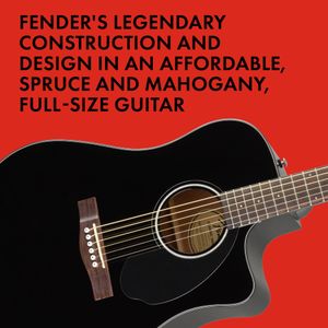 Fender CD-60SCE Acoustic-Electric Guitar, Black Dreadnought