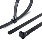 HS Reusable Cable Zip Ties 6 Inch (100 Pack) UV Black Releasable Nylon Tie Wraps 50 LBS Adjustable Plastic Wire Zap Straps for Outdoor Purpose