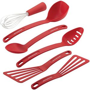 Rachael Ray Nylon Nonstick Tools Set, Red, 6-Piece, Tools and Gadgets