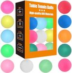meizhouer Ping Pong Balls 12 Pack: 3 Star 40mm Colored Table Tennis Balls for Outdoor Practice Yard Party Kids Game Cat Toys(Pack of 12 - Multicolour)