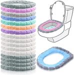 Reginary 16 Pcs Thicker Toilet Seat Cover Pads Bathroom Soft Toilet Seat Warmer Stretchable Washable Fibre Cloth Toilet Seat Cushion Cover Toilet Seat Cover, Easy Installation