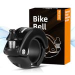 ICOCOPRO Bike Bell - 100DB Bicycle Bell with Loud Crisp Clear Sound - Bicycle Bell Adult Kids for 22.2mm Bike Handle - Bike Bells for Road Mountain Bikes Scooter (Solid Black)