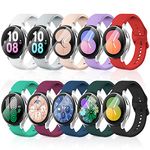 10 Pack Watch Bands for Samsung Galaxy Watch 6/6 Classic/5/5 Pro, No Gap Watch 4/4 Classic/3 Replace Band, 20mm 5.5-7.1" Size Soft Silicone Sport Strap Wristband for Men Women S