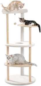 PAWZ Road Multi-Level Cat Tree Cat Scratching Post Modern Cat Tower Wooden Activity Center 124.5cm Beige