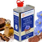 WOODFRESS Flaxseed Oil Cold Pressed - 1 Litre, Omega 3 Alsi Oil, Pure & Natural Linseed Oil, Javas/Jawas Alsi Ka Tel For Cooking, Salads & Health Care, Vegan & Multipurpose, Wood Pressed Flax Seed Oil