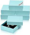 Dawhud Direct Small Jewelry Box - 6-Pack Cardboard Small Gift Boxes with Lids and Black Cushion - Ideal for Earrings, Bracelets, and Necklaces - Jewelry Packaging Boxes - 3.5x3.5x1-Inch (Turquoise)