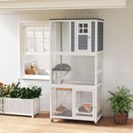 PawHut 74" H Wooden Catio Cat Enclo
