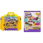 Kinetic Sand Construction Site Folding Sandbox Playset, for Kids Aged 3 and Up & Scents, Ice Cream Treats Playset with 3 Colours of All-Natural Scented Sand and 6 Serving Tools