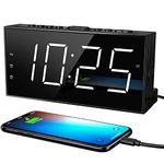 ROCAM Alarm Clocks for Bedrooms, 7" LED Large Display Bedside Digital Clock with USB Phone Charger, Battery Backup,Dimmer, Simple Loud Alarm Clock for Heavy Sleeper Adults Kids, 12/24 H & Snooze