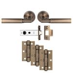 Belas - Ultimate Door Pack - Antique Brass - Including a Pair of Designer Handles, 3X Hinges and a 3" CE Latch -